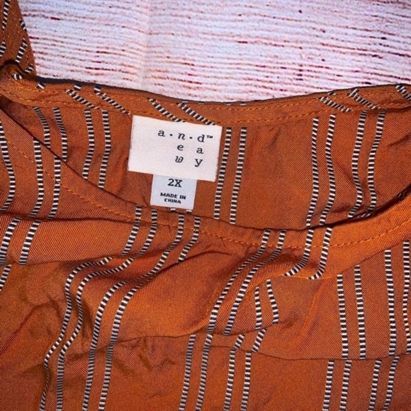 A New Day Mustard Yellow Stripped Cropped Tank Plus Boho Size Sz 2X - Picture 2 of 3